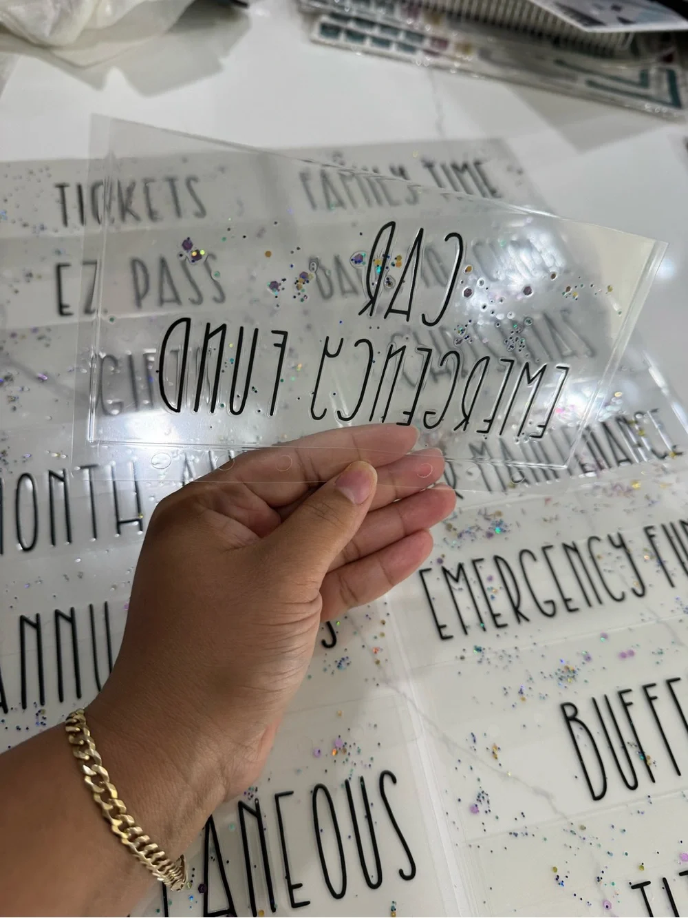 A6 Clear Glitter Cash Envelopes